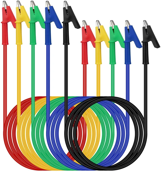 Main image of 5-Piece Dual-Ended Alligator Clip Test Leads, 1000V 15A 3.5ft/1M Electrical Alligator Clips, Flexible Copper Cable Crocodile Clip, Mini Jumper Wires with Gator Clips
