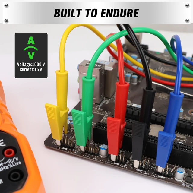 Alt view image 7 of 7 - 5-Piece Dual-Ended Alligator Clip Test Leads, 1000V 15A 3.5ft/1M Electrical Alligator Clips, Flexible Copper Cable Crocodile Clip, Mini Jumper Wires with Gator Clips