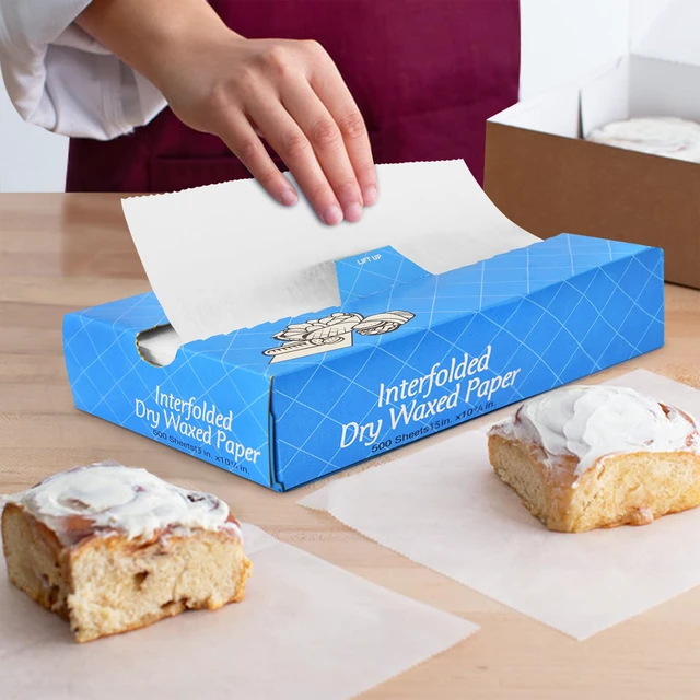 Alt view image 6 of 7 - 1000 Sheets 15 x 10.75 Dry Wax Paper Sheets for Food, Greaseproof Sandwich Wrapping, Interfolded Deli Wax Paper for Fries, Burgers, Food Basket, Made in USA