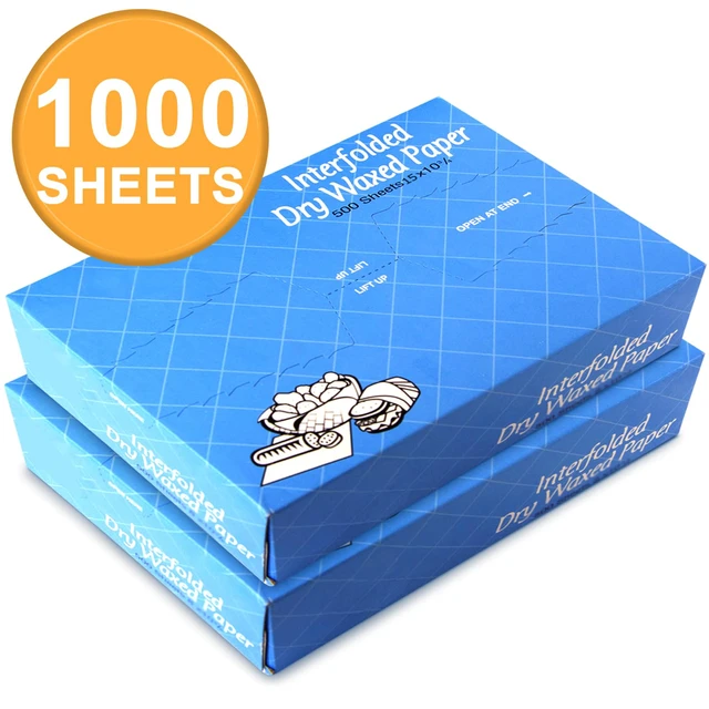 Alt view image 7 of 7 - 1000 Sheets 15 x 10.75 Dry Wax Paper Sheets for Food, Greaseproof Sandwich Wrapping, Interfolded Deli Wax Paper for Fries, Burgers, Food Basket, Made in USA