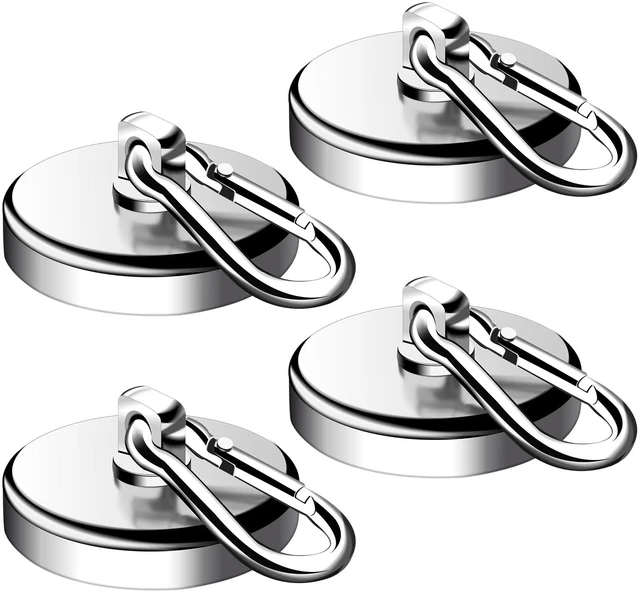 Main image of Magnetic Hooks,4 Pack 200LBS Heavy Duty Neodymium Magnet Hooks Swivel Carabiner Hook Strong Magnet Hooks with Swivel Carabiner Hook,Great for Your Refrigerator and Other Magnetic Surfaces