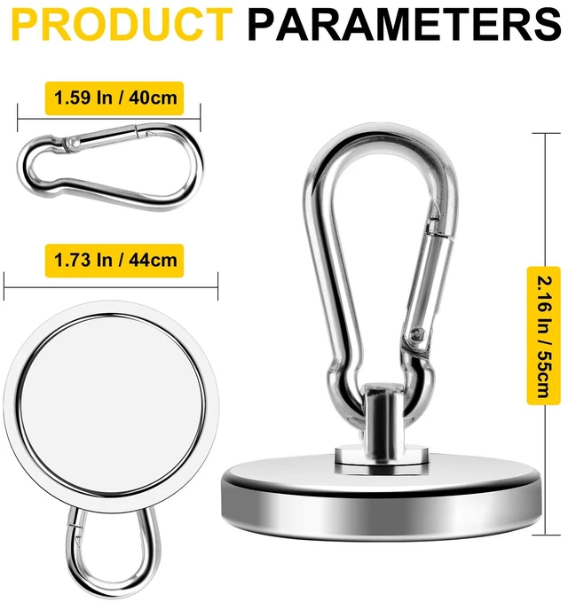 Alt view image 2 of 6 - Magnetic Hooks,4 Pack 200LBS Heavy Duty Neodymium Magnet Hooks Swivel Carabiner Hook Strong Magnet Hooks with Swivel Carabiner Hook,Great for Your Refrigerator and Other Magnetic Surfaces