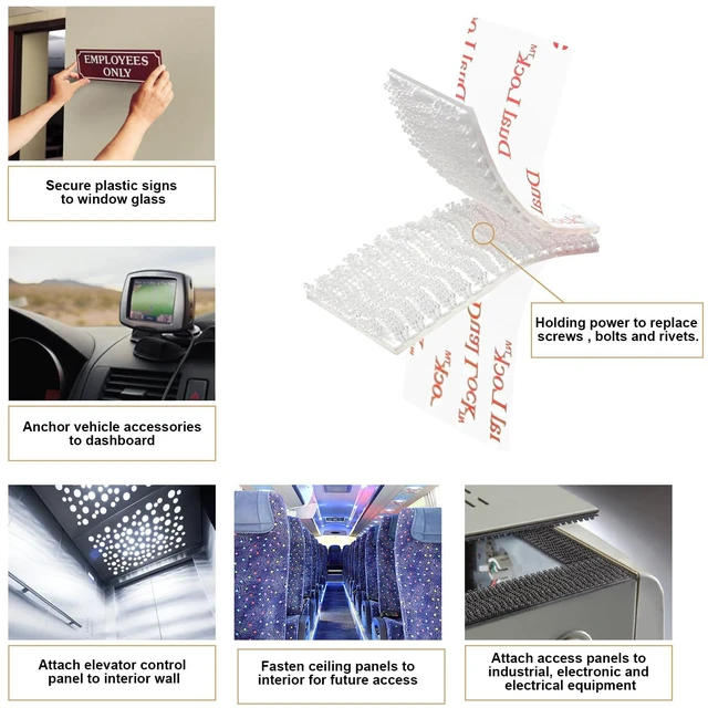 Alt view image 4 of 6 - Dual Lock Tape 1in x 2in 10pcs, Heavy Duty Mounting Tape Interlocking Tape Reclosable Fastener Self Sticky SJ3550 Strip for EZ Pass Mounting Tape