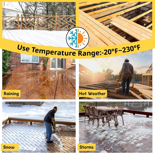 Alt view image 4 of 7 - Joist Tape for Decking 2'' X 50', 4 Rolls Waterproof Deck Tape Weather-Resistant and Anti-Corrosion Joist Tape, Self-Adhesive for Extend Deck Life for Wood Joists Beams Roof Rv