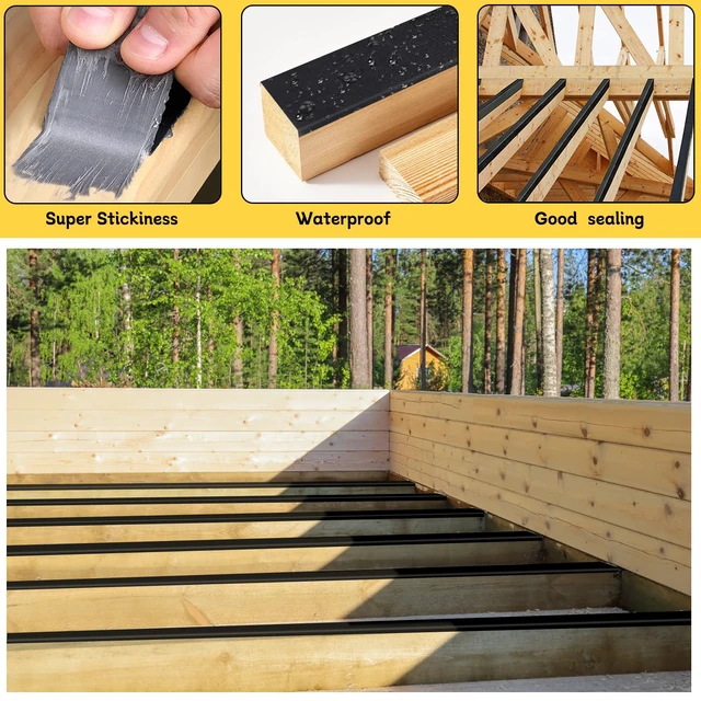Alt view image 5 of 7 - Joist Tape for Decking 2'' X 50', 4 Rolls Waterproof Deck Tape Weather-Resistant and Anti-Corrosion Joist Tape, Self-Adhesive for Extend Deck Life for Wood Joists Beams Roof Rv
