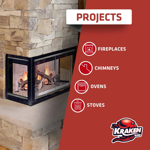Alt view image 3 of 6 - High Temperature Black Fireplace Sealant 2732°F - (2x10.1oz.) Fire Resistance Up to 2732°F, High Temp Fire Caulk for Ovens, Stoves, Chimneys - Fast Dry, Paintable, Non-Flammable, 2 Pack