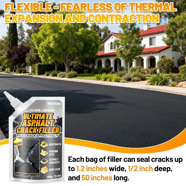 Alt view image 3 of 6 - Asphalt Crack Filler, 5.3LB High Elasticity Concrete Crack Repair Sealant Self Leveling Waterproof Repair Sealant for Driveway, Walkway, Blacktop Concrete Joint, Outdoor Quick Drying Sealer - Black