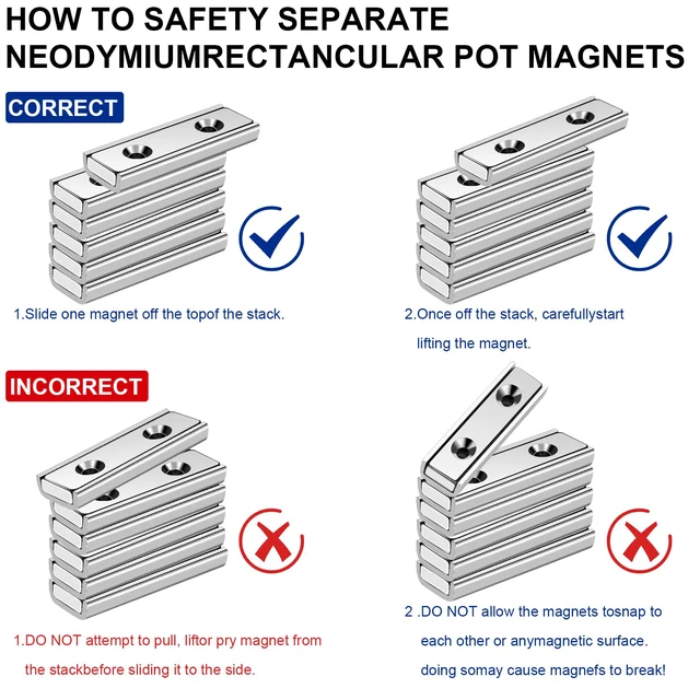 Alt view image 7 of 7 - Bar Magnets, 45Lbs 25 Pack Countersunk Hole Magnet with Screw Silver,Heavy Duty Rare Earth,Neodymium,Rectangular,for Mounting, Door, Garage, Workplace(40 x 13.5 x 5mm)