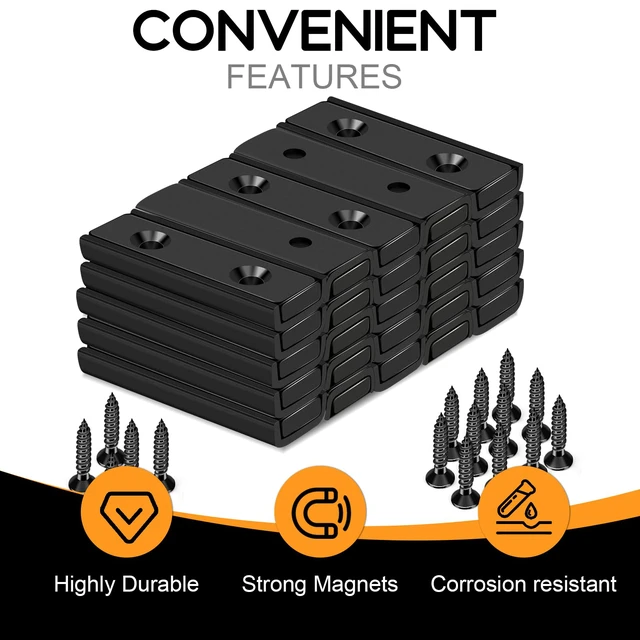 Alt view image 5 of 7 - Strong Neodymium Bar Magnets, 45Lbs Heavy Duty - 25 Pack Rare Earth Magnets Strips for Garage, Workshop - 40 x 13.5 x 5mm