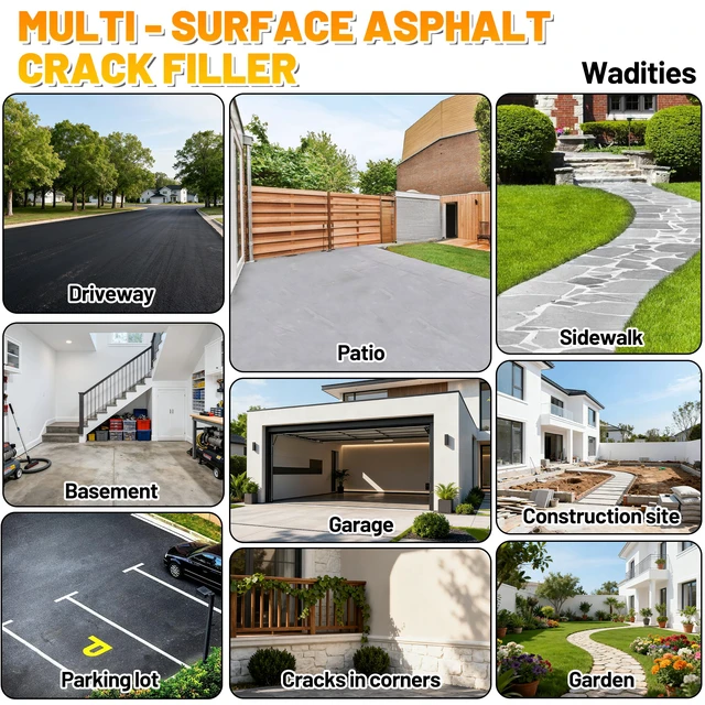 Alt view image 6 of 6 - Asphalt Crack Filler, 5.3LB High Elasticity Concrete Crack Repair Sealant Self Leveling Waterproof Repair Sealant for Driveway, Walkway, Blacktop Concrete Joint, Outdoor Quick Drying Sealer - Black