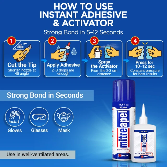 Alt view image 6 of 7 - CA Glue with Activator (3x1.7oz-3 x 6.7 floz)Instant Bond Professional Cyanoacrylate Adhesive and Super Glue Accelerator for Woodworking,Ceramic,3D Printing,Glass, DIY&Craft, Plastic,Repair