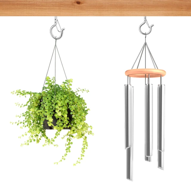 Alt view image 4 of 7 - 50 PCS Screw Hooks for Outdoor String Lights, Q Hangers String Light Hooks Christmas Patio Light Hooks with Safe Buckle, Heavy Duty Screw Planter Eye Cup Hooks for Outside Wall Ceiling, Silver