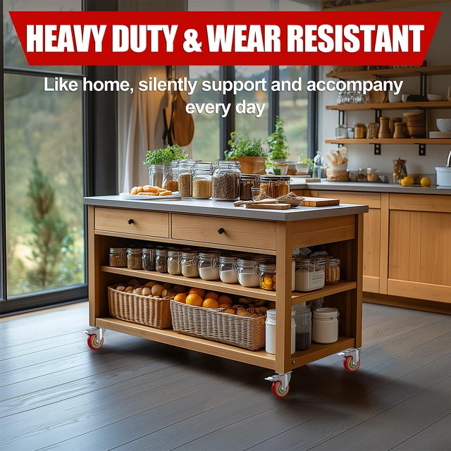 Alt view image 2 of 7 - 4 Inch Heavy Duty Swivel Caster Wheels with Brake, Set of 4 Industrial Locking Rolling Plate Casters Wheels for Furniture, Cart, Table and Workbench, Easily Load 2200lbs