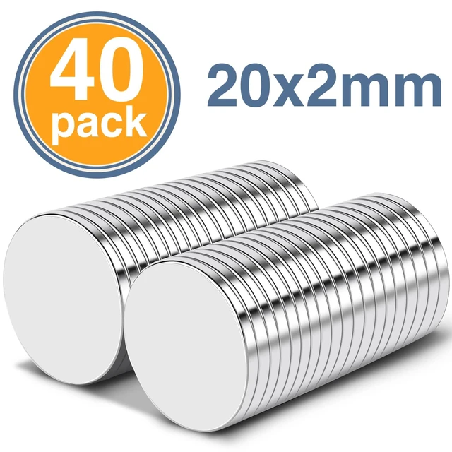 Alt view image 3 of 6 - 40Pcs Strong Rare Earth Magnets, 20x2mm Neodymium Magnet Round Fridge Magnets, Powerful for Fridge, DIY, Building, Scientific, Craft, and Office