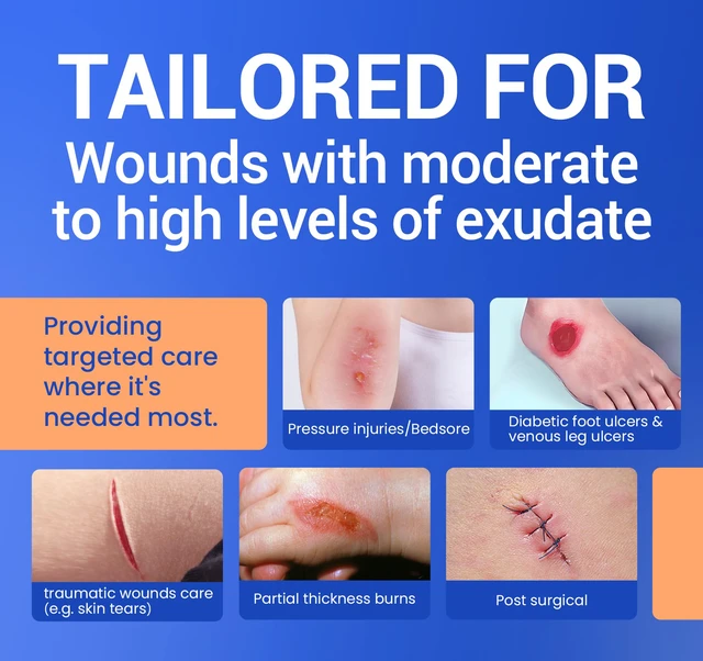 Alt view image 3 of 6 - Large Waterproof Bandages 2X5 Silicone Foam Dressing Sensitive Skin, 10 PCS Wound Dressing, Adhesive Cohesive Pad with Border, First Aid, Post Surgical and Trauma Care, Burn Care