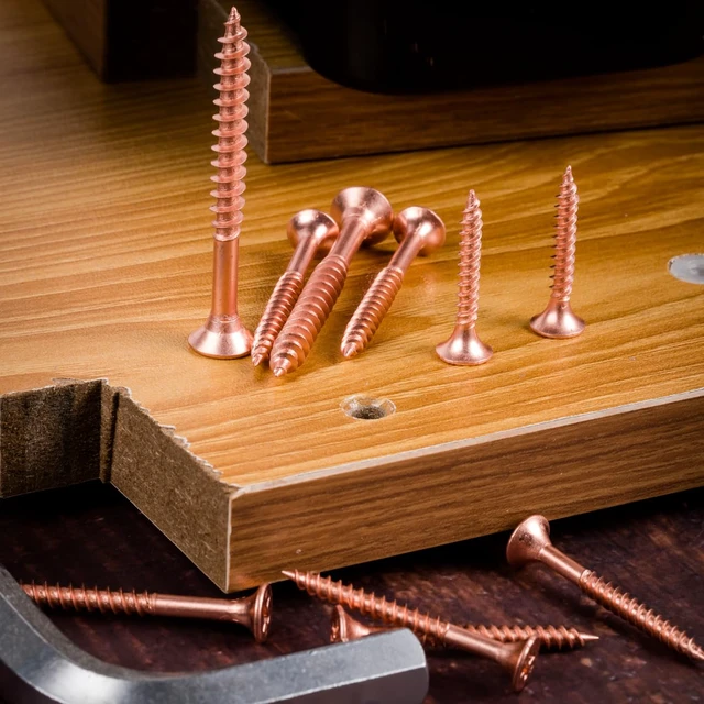 Alt view image 5 of 7 - Wood Screws Assortment Kit, 456 pcs, Rose Gold, Phillips Head 6 Sizes (2, 1-1/2, 1-1/4, 1, 3/4, 1/2), Durable Assorted Wood Screws for Woodworking & Household, Storage Box Included