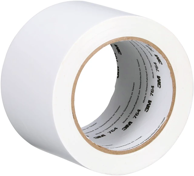 Main image of General Purpose Vinyl Tape 764, White, 3 in x 36 yd, 5 mil, 1 Roll Light Traffic Floor Marking Tape, Social Distancing, Color Coding, Safety, Bundling: Duct Tape