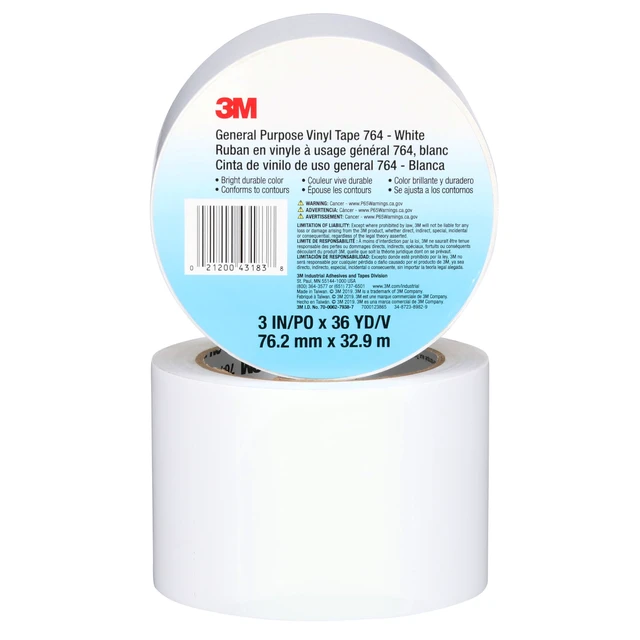 Alt view image 2 of 7 - General Purpose Vinyl Tape 764, White, 3 in x 36 yd, 5 mil, 1 Roll Light Traffic Floor Marking Tape, Social Distancing, Color Coding, Safety, Bundling: Duct Tape