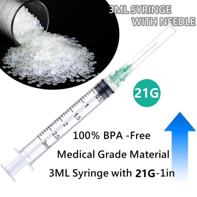 Alt view image 2 of 5 - Luer lock 3ml 21Ga 1 Inch(25mm), 50 Pack Sterile Lab Utensils for Scientific Research, Industrial Dispensing or Liquid Measuring