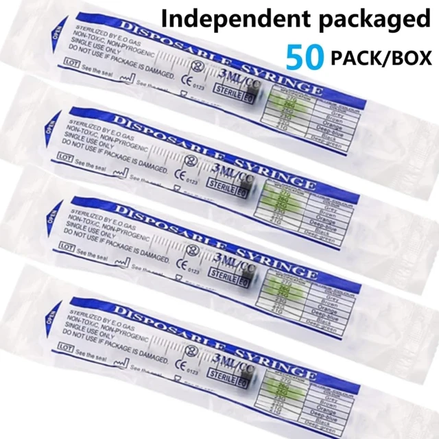 Alt view image 4 of 5 - Luer lock 3ml 21Ga 1 Inch(25mm), 50 Pack Sterile Lab Utensils for Scientific Research, Industrial Dispensing or Liquid Measuring