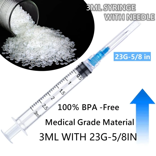 Alt view image 2 of 7 - Luer lock 3ml 23Ga 5/8 Inch(15.8mm), 50 Pack Sterile Lab Utensils for Scientific Research, Industrial Dispensing or Liquid Measuring