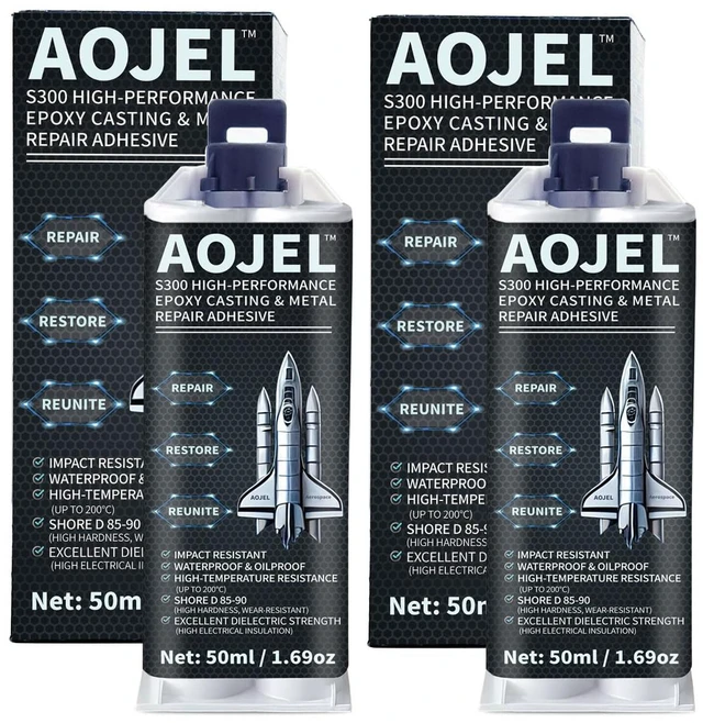 Main image of S300 Structural Metal Epoxy for Aluminum & Steel 2-Pack 3.38 oz 2-Part Cold-Weld Metal Glue; Rigid Load-Bearing Repair; Waterproof, Oil & 392°F Heat Resistant; 30-Min Work Time; Drillable