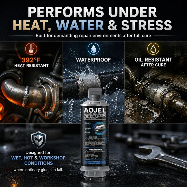 Alt view image 5 of 7 - S300 Structural Metal Epoxy for Aluminum & Steel 2-Pack 3.38 oz 2-Part Cold-Weld Metal Glue; Rigid Load-Bearing Repair; Waterproof, Oil & 392°F Heat Resistant; 30-Min Work Time; Drillable