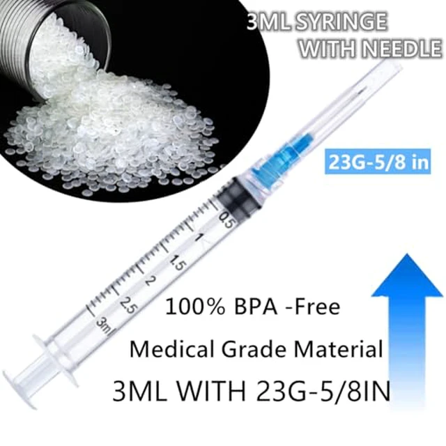 Alt view image 7 of 7 - Luer lock 3ml 23Ga 5/8 Inch(15.8mm), 50 Pack Sterile Lab Utensils for Scientific Research, Industrial Dispensing or Liquid Measuring
