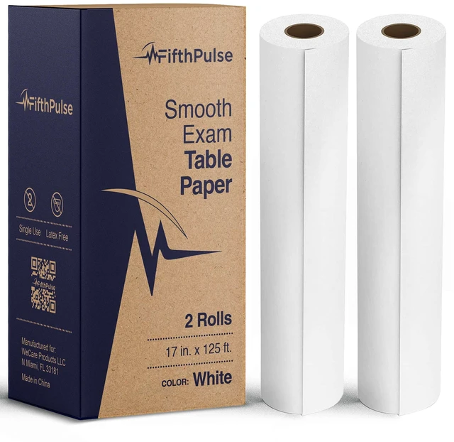 Main image of Medical Exam Table Paper 17"x125 Feet - 2 Rolls of Disposable White Table Paper Rolls for Doctor's Offices, Chiropractors, and More - Latex Free Bed Sheet