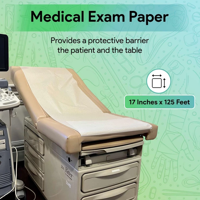 Alt view image 2 of 6 - Medical Exam Table Paper 17"x125 Feet - 2 Rolls of Disposable White Table Paper Rolls for Doctor's Offices, Chiropractors, and More - Latex Free Bed Sheet