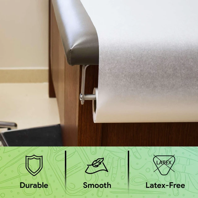 Alt view image 6 of 6 - Medical Exam Table Paper 17"x125 Feet - 2 Rolls of Disposable White Table Paper Rolls for Doctor's Offices, Chiropractors, and More - Latex Free Bed Sheet