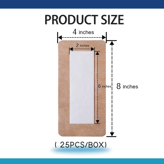 Alt view image 2 of 7 - 4"X8" 25 PCS Extra Large Sterile Nude Island Dressing Bandage for Wound - Self-Adhesive Boarded Gauze Pads - Latex Free - Professional Grade Medical Dressing (Nude, 4"X8"-25PCS)