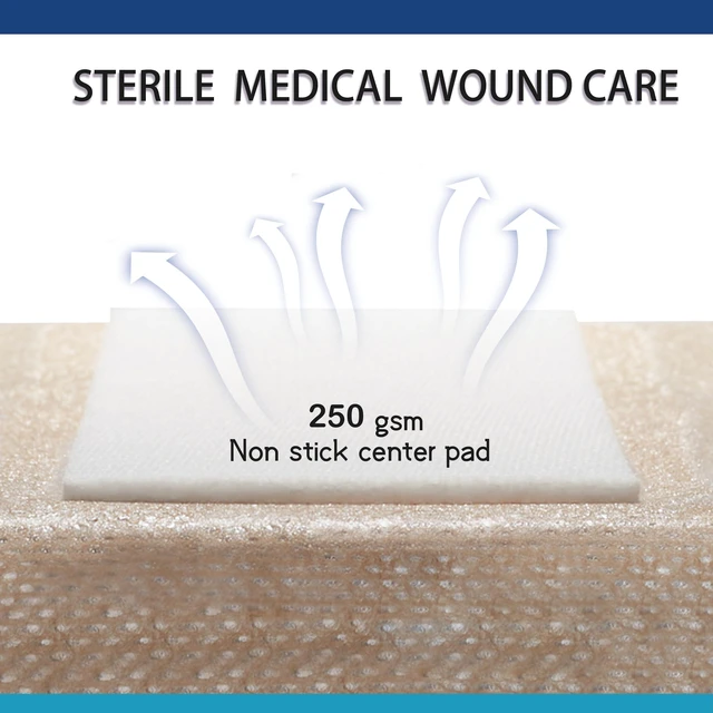 Alt view image 5 of 7 - 4"X8" 25 PCS Extra Large Sterile Nude Island Dressing Bandage for Wound - Self-Adhesive Boarded Gauze Pads - Latex Free - Professional Grade Medical Dressing (Nude, 4"X8"-25PCS)