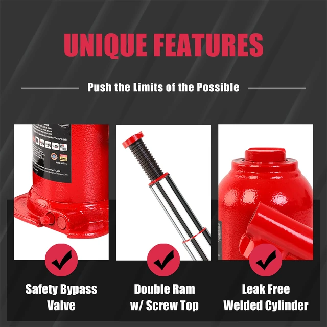Alt view image 3 of 5 - 4 Ton (8,000 LBs) Torin Double Ram Welded Bottle Jack for Car Auto Repair and House Lift, ATH80402XR
