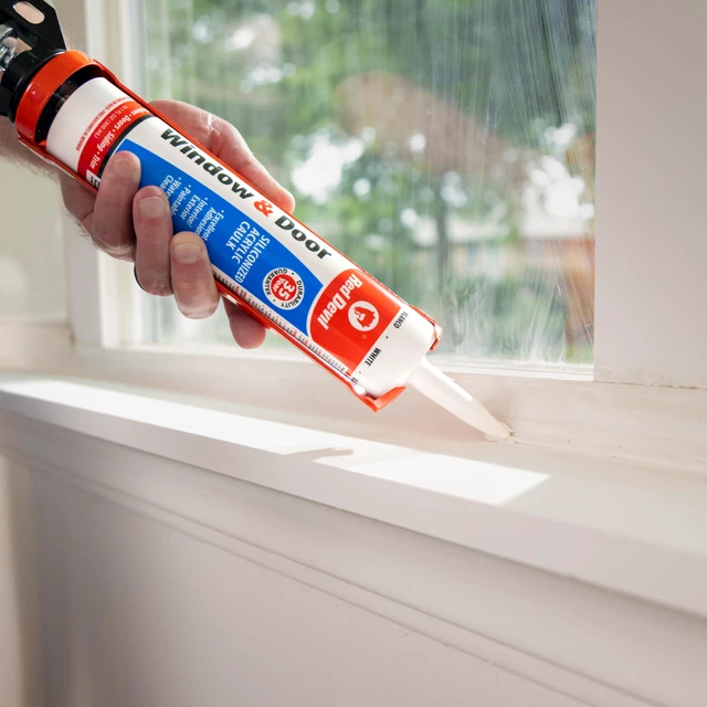 Alt view image 5 of 6 - 084620 Window & Door Siliconized Acrylic Caulk, Almond, 10.1 oz, Pack of 12, Made in USA