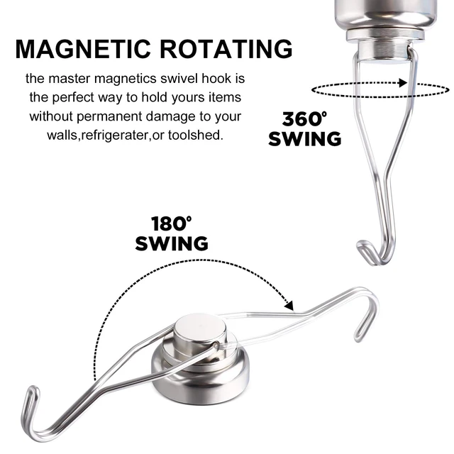 Alt view image 3 of 7 - Magnetic Hooks Heavy Duty 80LB+ Swivel Swing Strong Magnet Hook Neodymium Hook Magnets for Hanging Home Workplace Metal Door Office and Garage