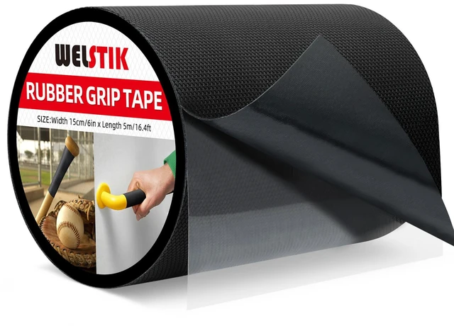 Main image of Rubber Grip Tape, Ultra Strong Sweat Absorbent Anti Slip Tape with Textured Adhesive for DIY Tools & Gadgets (Black, 6In x 16.4Ft)
