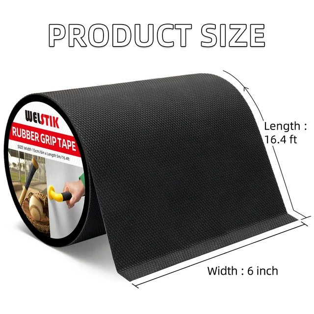 Alt view image 2 of 7 - Rubber Grip Tape, Ultra Strong Sweat Absorbent Anti Slip Tape with Textured Adhesive for DIY Tools & Gadgets (Black, 6In x 16.4Ft)