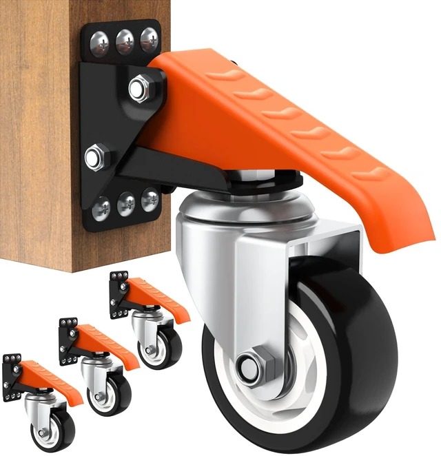 Main image of Workbench Casters Wheels Kit Retractable Casters Set of 4, 880Lbs 3" extra heavy duty side mount lifting caster, adjustable stepdown castors 4-pack for table, work bench leg & shop equipment
