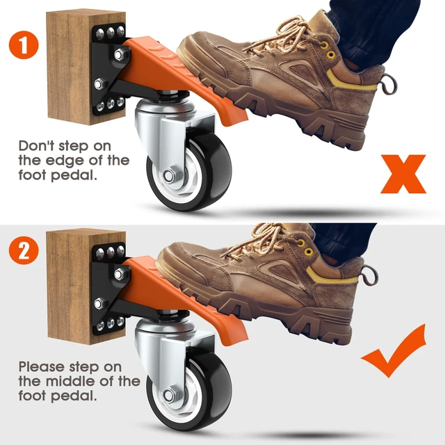 Alt view image 6 of 7 - Workbench Casters Wheels Kit Retractable Casters Set of 4, 880Lbs 3" extra heavy duty side mount lifting caster, adjustable stepdown castors 4-pack for table, work bench leg & shop equipment