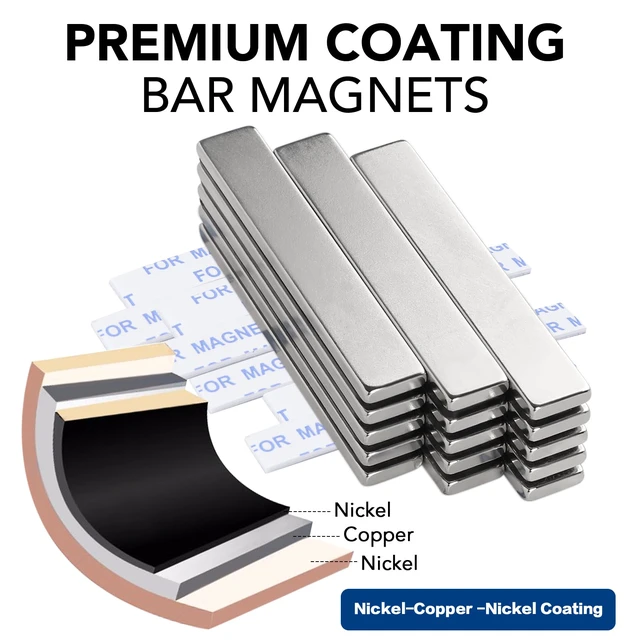 Alt view image 2 of 6 - Strong Neodymium Magnets with Adhesive Backing, 25 Pack, 60x10x3 mm Powerful Rare Earth Bar Magnets, Waterproof Black Magnetic Magnet Strips Heavy Duty for Craft, Kitchen, DIY, Office