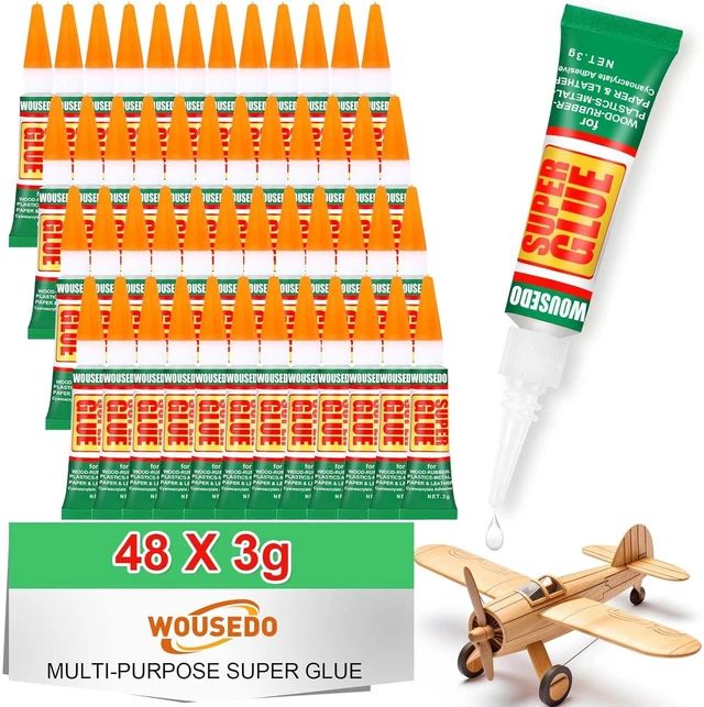 Main image of 48 X 3g Super Glue Clear, Strong Adhesive,Super Glue Fast Drying Cyanoacrylate Glue for Wood,Rubber,Leather, Plastic, Metal, Rhinestone Jewelry, DIY Crafts and More