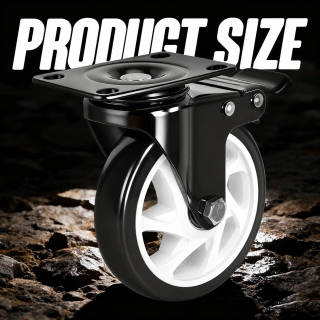 Alt view image 2 of 7 - Caster Wheels 5"Heavy Duty Caster Wheels Set of 4, Dual Lock PU Casters, Industrial Swivel Casters for Workbench, Furniture & Tool Cart Smooth, Silent & Durable