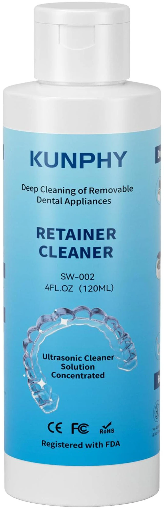 Main image of Ultrasonic Retainer Cleaner Solution for Ultrasonic Denture Cleaner-Professional Cleaning of Retainers, Invisible Aligners, Mouth Guards, Night Guards, Remove Odors, Discoloration & Stains 4oz