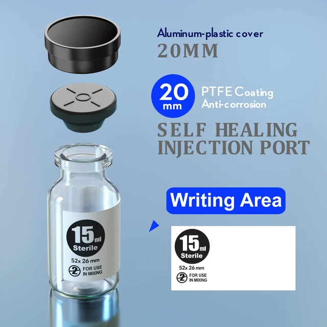Alt view image 2 of 4 - Sterile Empty Vials with Self Healing Injection Port,with Flip Off Aluminum Cap,Sterile Package (15ml,10)