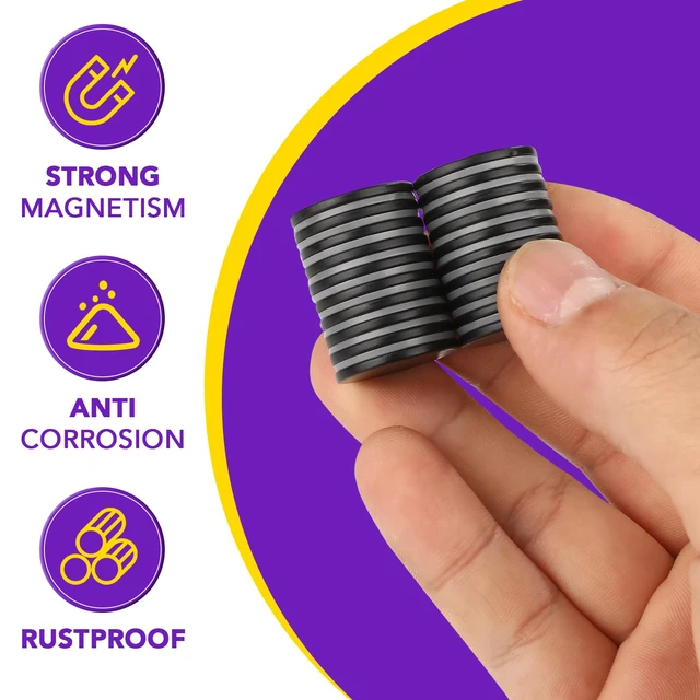 Alt view image 3 of 7 - 30 Pcs Small Neodymium Disc Magnets with Double Sided Adhesive Black Round Powerful Permanent Rare Earth Magnets, Heavy Duty Magnet for Fridge, DIY, Scientific, Craft, Office, 0.79 x 0.08 inch