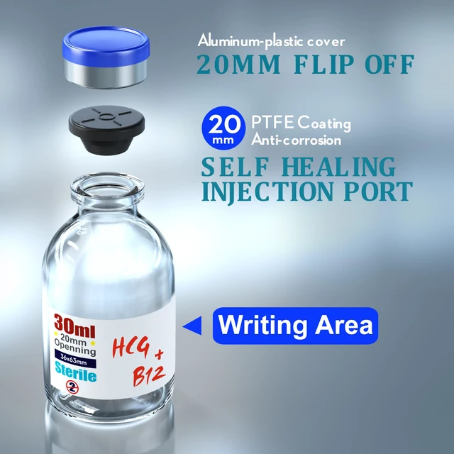 Alt view image 5 of 6 - Sterile Empty Vials with Self Healing Injection Port,with Flip Off Aluminum Cap,Sterile Package (30ml,10)
