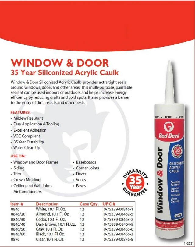 Alt view image 2 of 6 - 084640 Window & Door Siliconized Acrylic Caulk (Brown), 10.1 oz