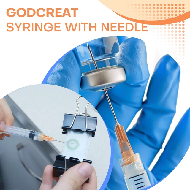 Alt view image 6 of 7 - 3ml Syringe with 25 Gauge 1" Needle, Individually Wrapped, 100Pcs Disposable Luer Lock Syringes for Lab Measuring, Industrial use
