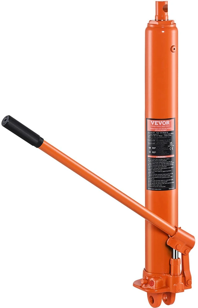Main image of Hydraulic Long Ram Jack, 3 Ton Engine Hoist Cylinder with Single Piston Pump and Clevis Base, for Engine Lift Hoists, Garage/Shop Cranes, Mechanical, Farm